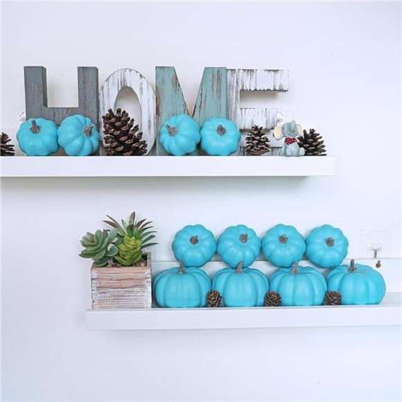 12Pcs Small Artificial Teal Pumpkins Decorative Halloween Pumpkins Foam Pumpkins - Picture 5 of 7
